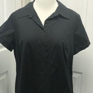 St Johns Bay Woman 1X Black Cotton Shirt